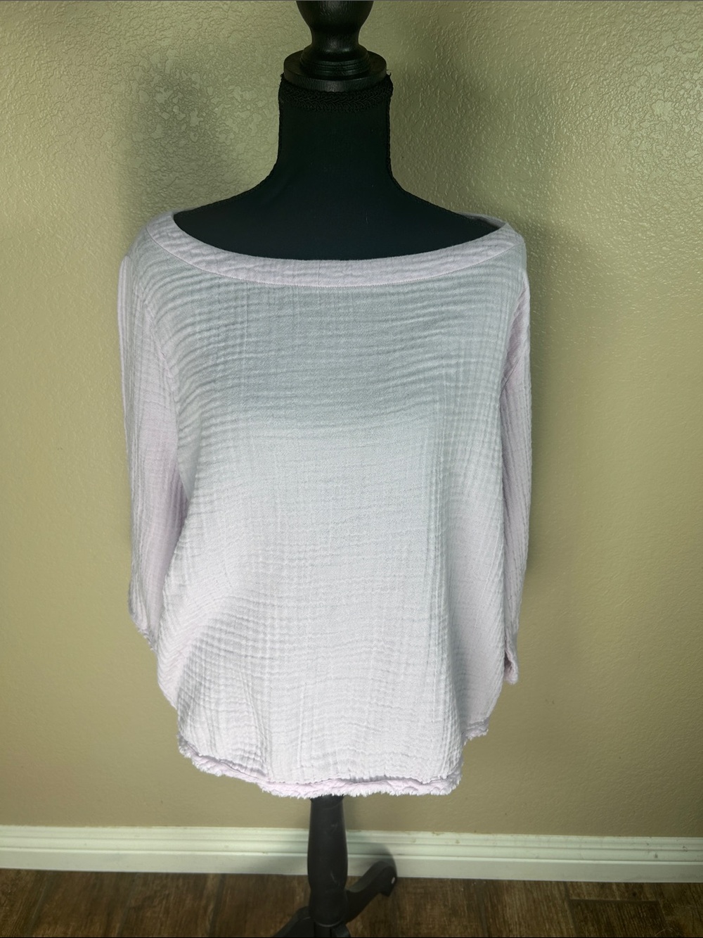 Eileen Fisher Organic Cotton Lofty Gauze Boat Neck Top Mallow Purple L